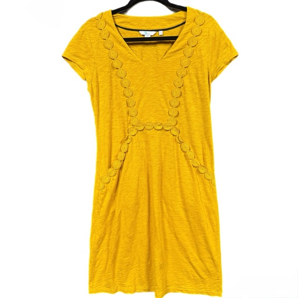 Boden Saskia Jersey Trim Dress Sunshine Marigold Size 8 - Picture 3 of 7
